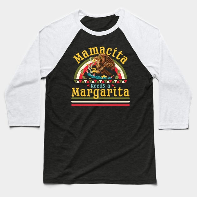 Mamacita Needs A Margarita Funny Cinco De Mayo Baseball T-Shirt by OrangeMonkeyArt